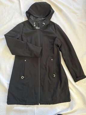 Calvin Klein Black Hooded Trench Coat